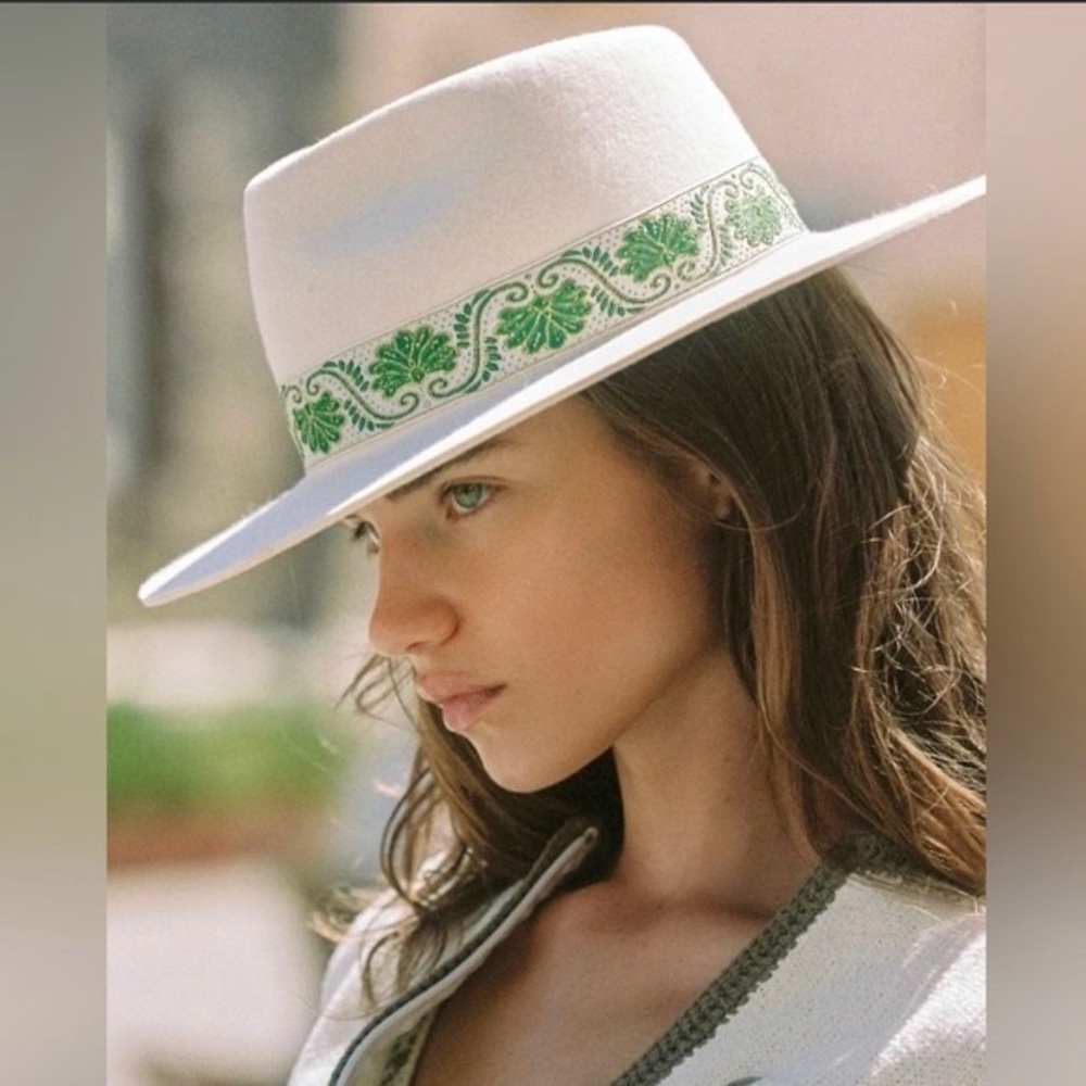 NWT Lack of Color Ivy Beverly Hat green ribbon MED